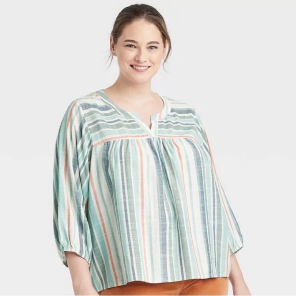 Knox Rose Tops - Knox Rose Striped Swing Top size XL